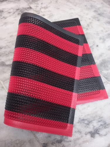 Image of Double Colour Anti Skid & Multipurpose /Bathroom Mat /Shower Mat /Carpet /Rugs /Rainmat /Swimming Pool Mat|Waterproof Doormat for Indoor /Outdoor Home Office Entrance| (Black-Red, 16 inchx24 inch)