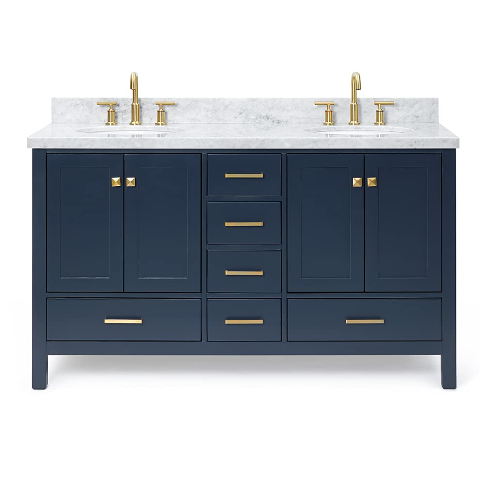 Buy ARIEL 61" Inch Midnight Blue Double Bathroom Vanity with