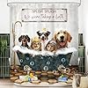 LGhtyro Funny Dogs Cats Shower Curtain Bathroom Set 60Wx71H Inches Wash Your Paws Doggy Cute Lovely Rustic Animals for Kids Boys Bath Accessories Girls Farmhouse Art Home Decor Fabric 12 Pack Hooks