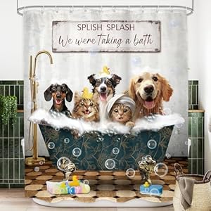 LGhtyro Funny Dogs Cats Shower Curtain Bathroom Set 60Wx71H Inches Wash Your Paws Doggy Cute Lovely Rustic Animals for Kids Boys Bath Accessories Girls Farmhouse Art Home Decor Fabric 12 Pack Hooks LGhtyro Funny Dogs Cats Shower Curtain Bathroom Set 60Wx71H Inches Wash Your Paws Doggy Cute Lovely Rustic Animals for Kids Boys Bath Accessories Girls Farmhouse Art Home Decor Fabric 12 Pack Hooks