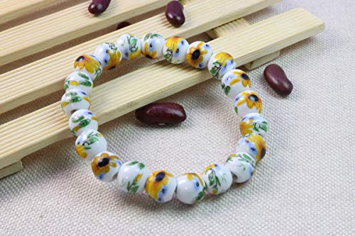 Jan&Dee Sunflower Ceramic Beads Elastic Bracelet For Girl #TOP3