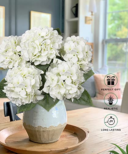 White Hydrangea Artificial Flowers Large Artificial Hydrangeas Silk Flower for Home Decor Indoor Wedding Flower Bouquets Faux Flowers Kitchen Centerpiece Table Decorations image 6