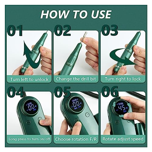 Nail-Grinding-Machine-45000RPM-Electric-Nail-Drill-Machine-Rechargeable-Manicure-Machine-with-LCD-Display-Portable-Cordless-Drill-Set-Nail-Art-Tools-for-DIY-Home-or-Salon-Mani-Pedis