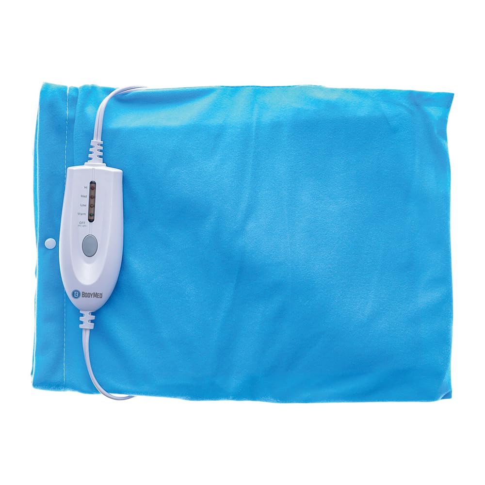 BodyMed Almohadilla térmica húmeda y seca con almohadilla de calefacción de apagado automático para alivio de molestias musculares, cuello, hombros, espalda y músculos, 12 x 15 pulgadas, azul,