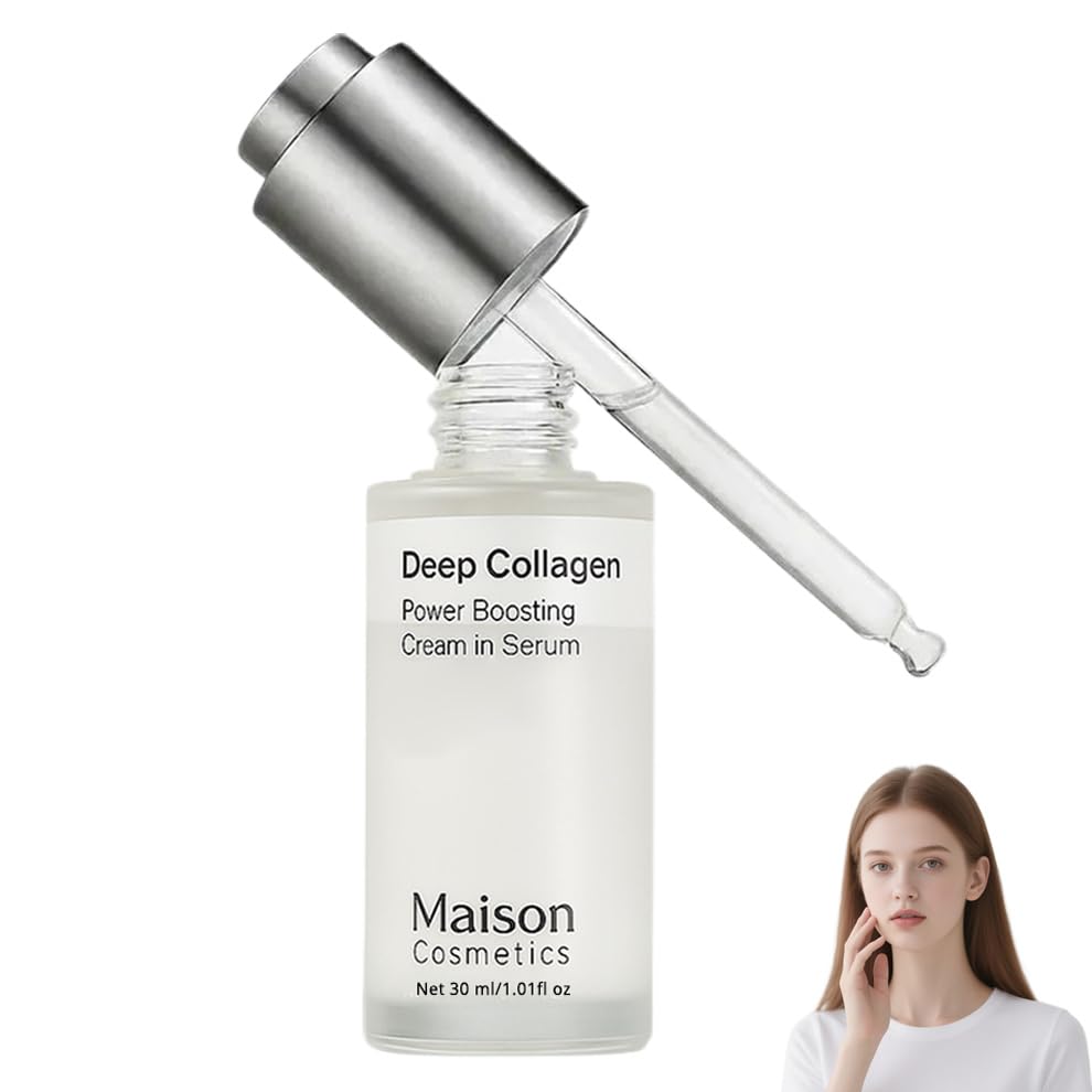 Maison Deep Collagen Serum Korea, Maison Cosmetic Deep Collagen, Anti-Aging Serum, Glättung Feiner Linien & Falten, Feuchtigkeit & Straffende Hautpflege, Skincare Serum für Alle Hauttypen (1 Flasche)