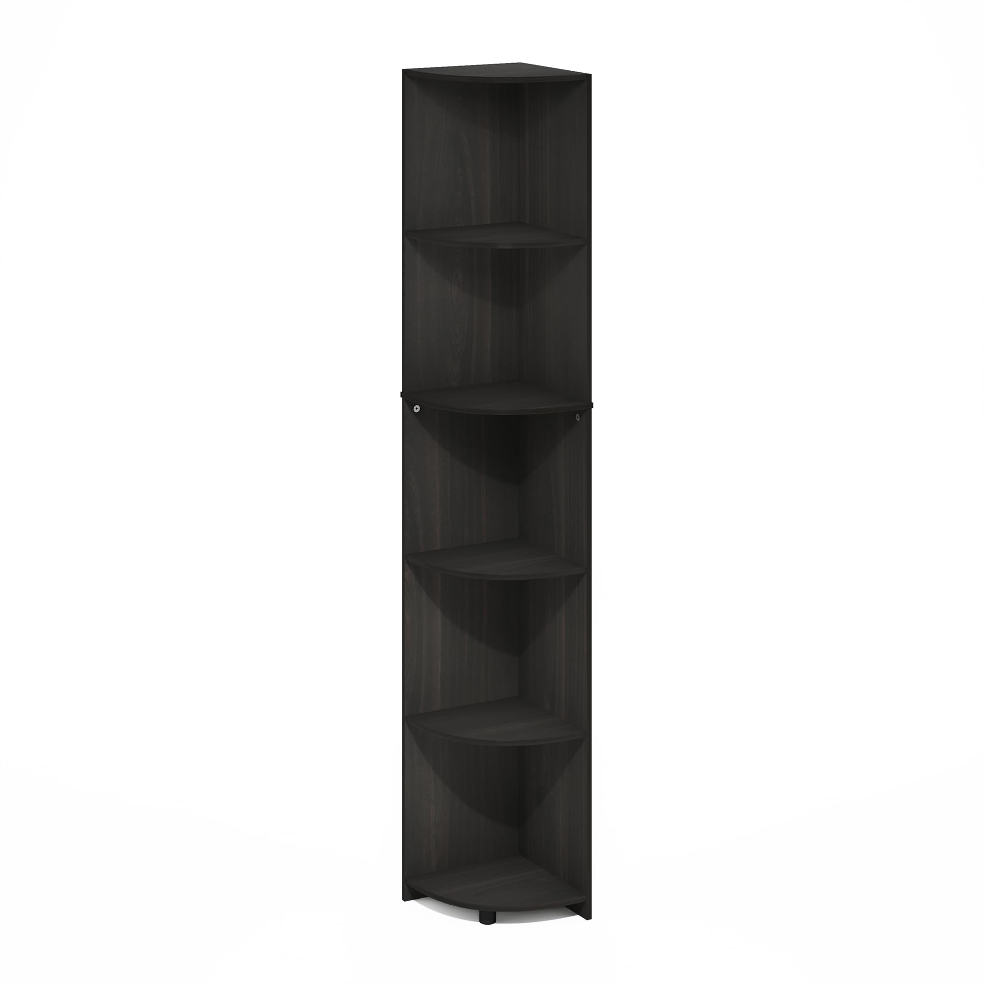 Furinno ECON, Étagère d'angle, Étagère d'angle À 5 Niveaux, Rangement en Zigzag, Présentoir Bibliothèque, Rangement, Salon/Bureau, Expresso, Espresso/Noir
