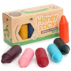Honeysticks Pure Bienenwachs Buntstifte für Kleinkinder 100% natürliche ungiftige Inhaltsstoffe, Lebensmittelpigmente, sicher für Kinder und Kleinkinder