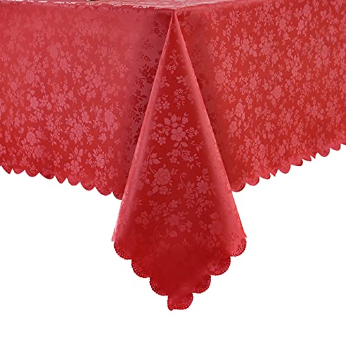 Image of Romanstile Waterproof Vinyl Tablecloth Rectangle, 60 x 84 Inch, Rose Red