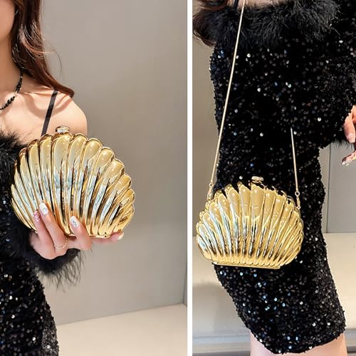 Image of Women Acrylic Clutch Purse Novelty Metallic Evening Bag for Party | Acrylic Construction with Metallic Shine and Sculptural Design, Ideal for Weddings, Parties and Formal Events