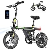 AYOLNY Mini Foldable Electric Bike for Adults, 1000W Peak Folding Ebike, 15 Miles 36V 7.8Ah Battery, 14' Small Adult Electric Bicycle for Commuting with APP
