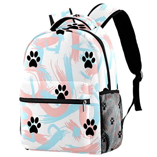 Sac à dos livres d'école motif pattes animaux pour soulager le dos des enfants
