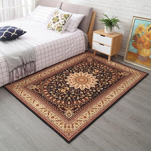ラグ カーペット 洗える 160×230cm ラグマット ペルシャ風 じゅうたん 低反発 北欧 おしゃれ 3畳 4畳5畳6畳 絨毯 耐摩耗性 防ダニ 防音 掃除容易い 滑り止め付 ホットカーペット対応 リビングマット 掃除やすいラグ オールシーズン 屋内/