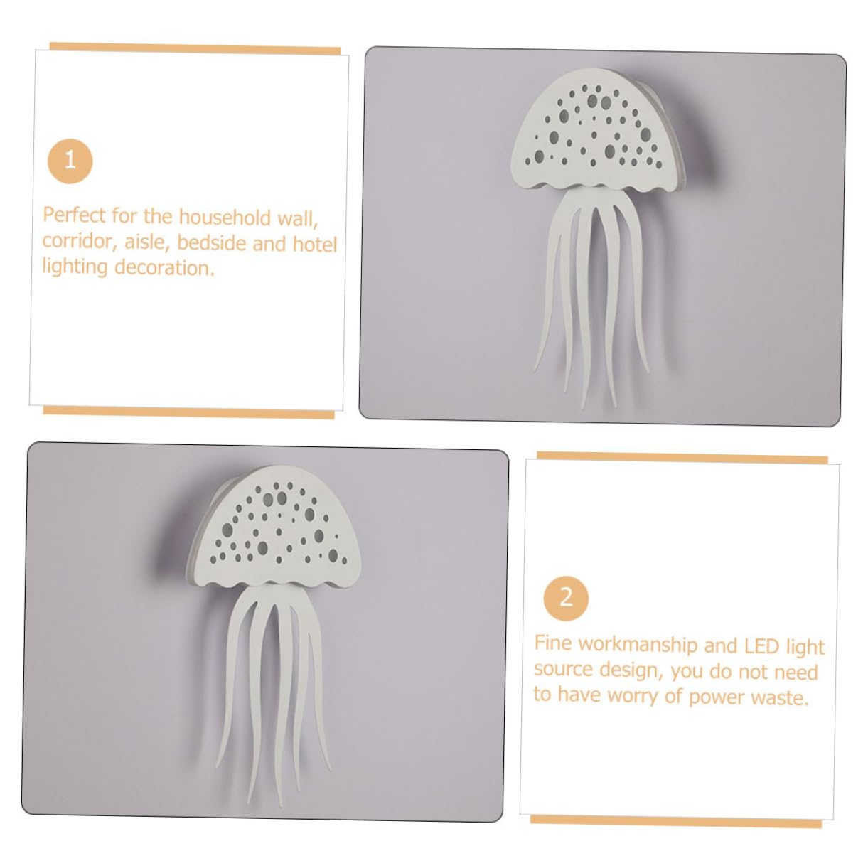Hemobllo Lámpara de Pared LED Medusa, Compacta de Hierro y Acrílico, Luz Cálida para Dormitorio y Salón, Decoración Moderna para Hogar, Instalación Fácil y Segura