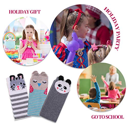 Image of FNOVCO Girls Knee High Socks Cartoon Animal Patterns Cotton Over Calf Socks