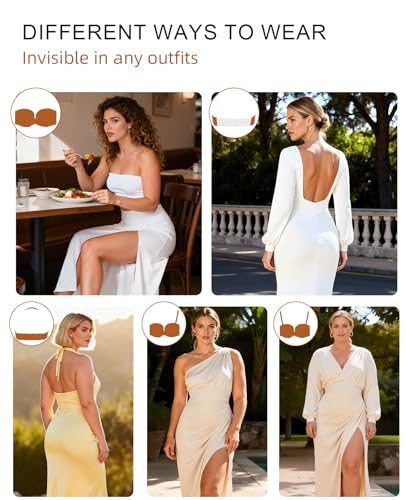Image of YANDW Strapless Lightly Padded Full Figured Coverage Bra Clear Back Multiway Invisible Straps Backless Brassiere for Women