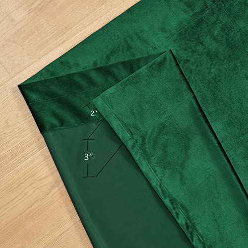 PRIMROSE Emerald Green Curtains 120 inch for Living Room Velvet Blackout Rod Pocket Window Drapes Treatment Room Darkening Decor Curtains for Bedroom Set of 2 Panels - Image 3