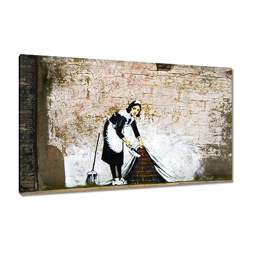 Tableau Banksy Maid déco murale salon 120x70 cm