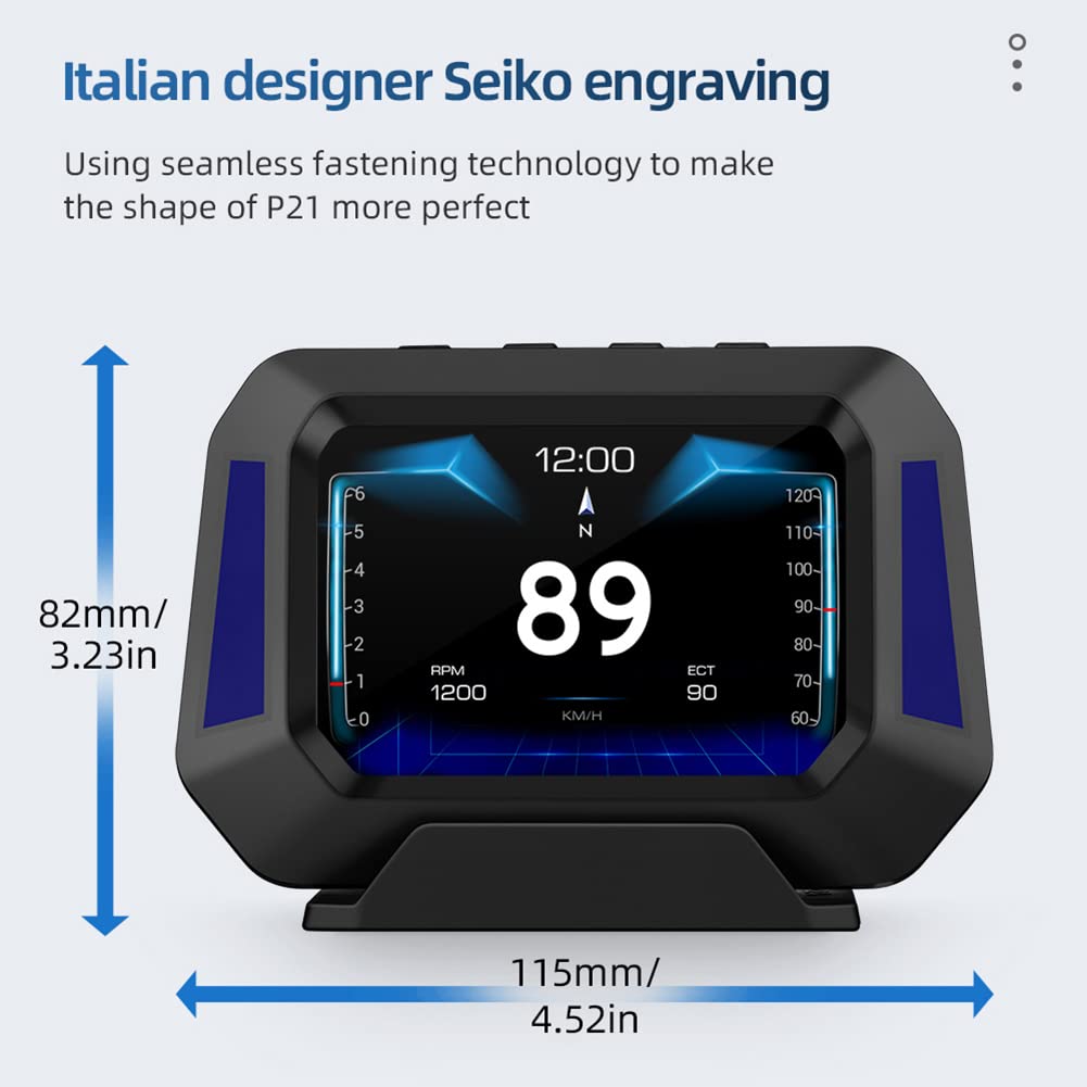 Quatavo Head Up Obd2 & Hud Display, Auto Fili, Hud Modello Y Display Retrofit Per Auto Obd2, P21 Hud Auto Tester Gps Strumento Diagnostico Cruscotto Auto Obd Lcd Monitor