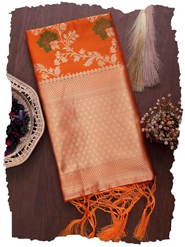 Image of DEVANGI Women's Woven Jacquard Banarasi Silk Printed Dupatta /Chunni with Meena Work, Width 1 Meter, Length 2.5 Meter