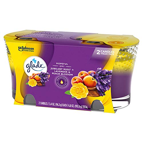 image for Glade Candle Jar, Air Freshener, 2in1, Jubilant Rose & Lavender & Peac