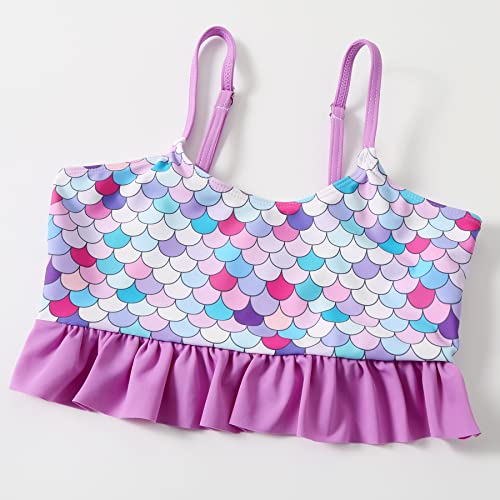 Image of Girls Swimsuit Two Piece 6-16 Years Floral Swimwear Ruffle Bathing Suit Mermaid Tankini