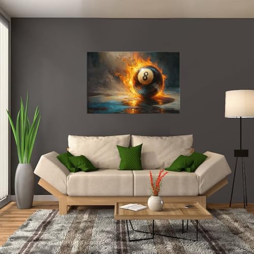 Games Home Wall Decor Pool Wall Art Billiards Paintings for Men Room Billiard Club Bar Billiard Room Gym Living Room Bedroom Prints Framed 24L" x 36W" - Image 5