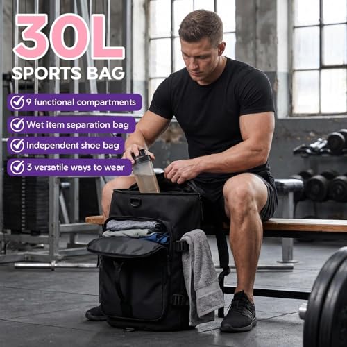 Sac de voyage avec compartiments chaussures et section isotherme noir
