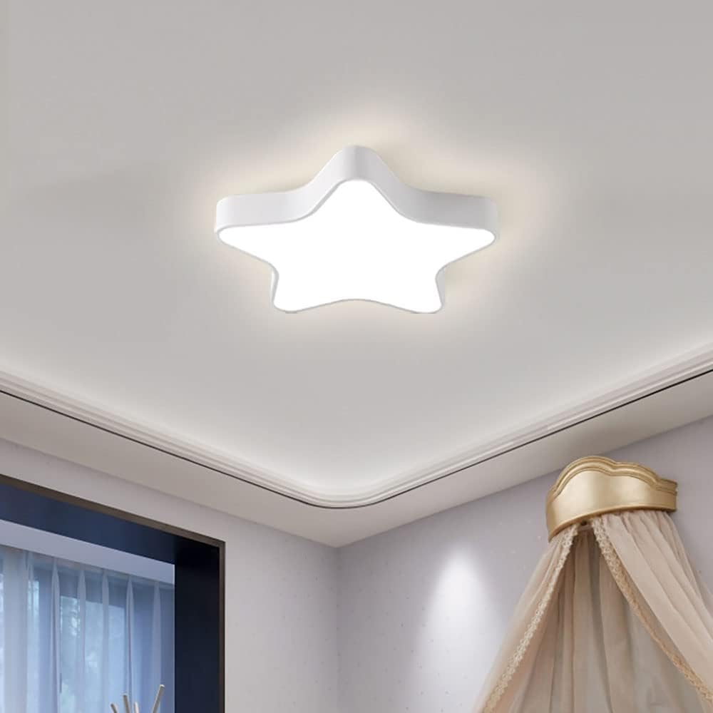 LED Ceiling Light Fixture, Modern Pentagram Recessed Ceiling Lights, 3000K-6000K Dimmable Light, Close to Lighting Flush Mount Living Room Pendant Lamps (White, 16inch)