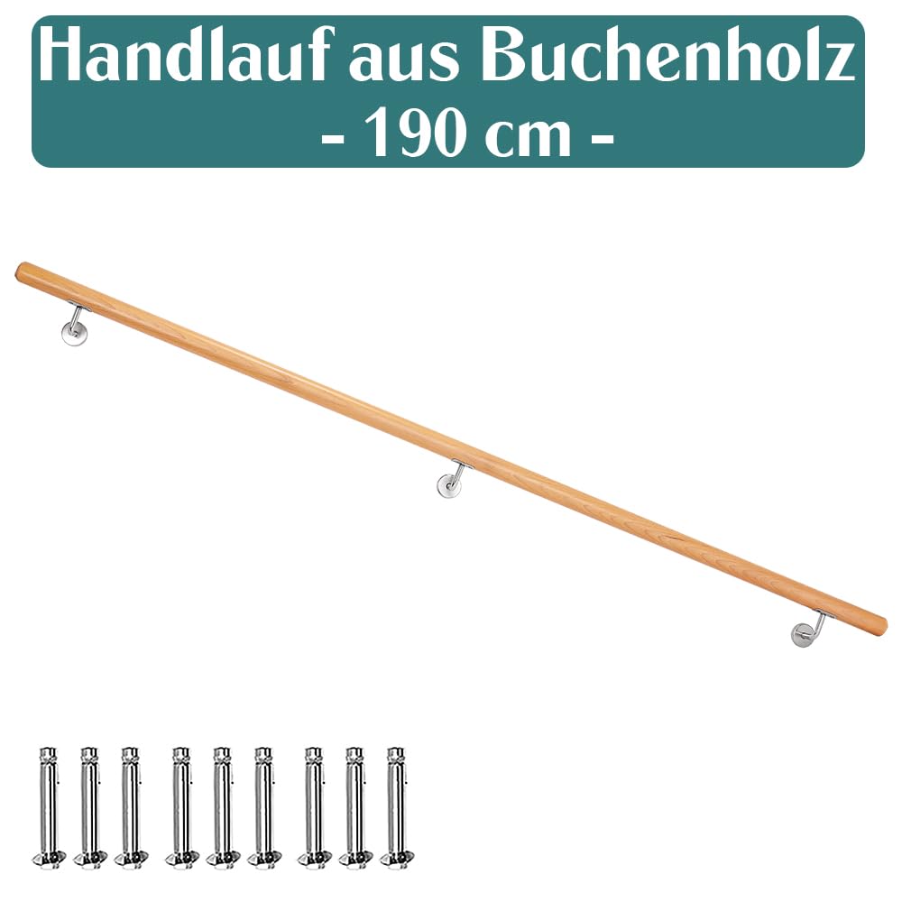 Buche Holz Handlauf Treppengeländer Geländer für Treppe Wandhandlauf V2Aox