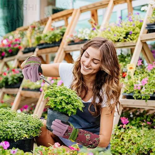 Long Gardening Gloves For Women, Thorn Proof Ladies Leather Pruning Gloves with 37cm Gauntlet Protection Greenhouse Work Tool Gloves For Gardener, Pink