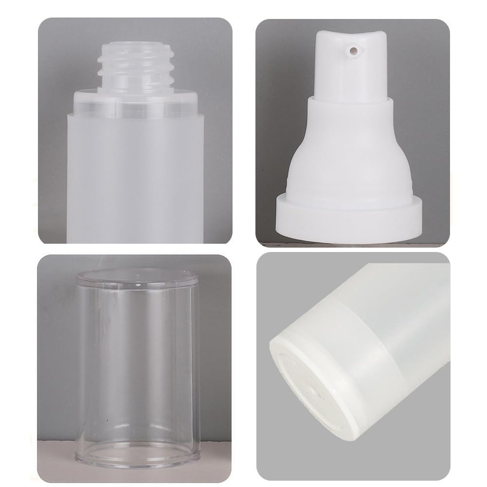 6Pcs 50ml/1.7oz Empty Airless Cosmetic Lotion Pump Bottles Refillable Travel Size Frosted Clear Plastic Makeup Cream Pump Bottle Storage Container Dispenser Vials for Liquid foundation Shampoo - Image 3