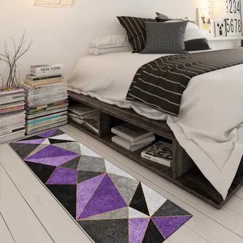 Alfombra de pasillo morada de 70x180 cm lavable y antideslizante 3