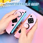 DLseego Boîtier de protection pour commutateur Nintendo 2 Les contrôleurs Joy Con, 1 Paire de silicone doux portatif TPU Boîtier de remplacement de la coque de couverture approprié pour 2025 Modèle Joy Cons, 2PCS Poignées de la pouce Caps - rose