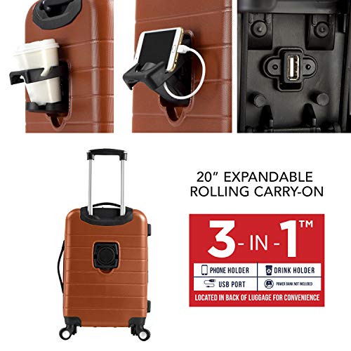 Wrangler 20" Piece USB Port Cup Holder Carry-On Luggage2
