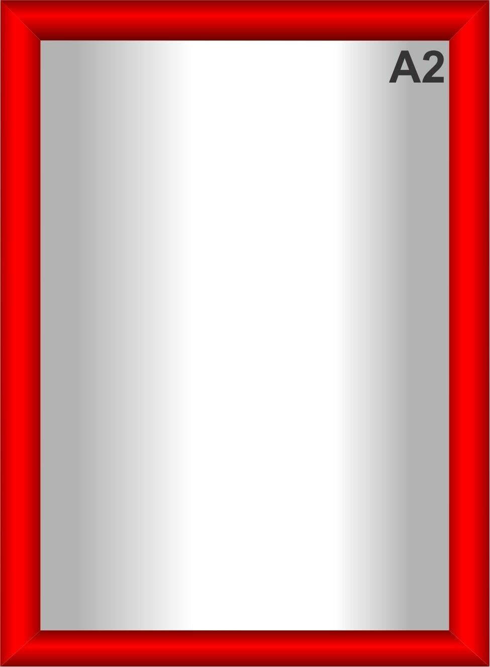 Snap Poster Frames | Certificate Photo Display | Clip Poster Holders for Retail And Advertising Displays | Notice Sign Board Frame for Walls (Red Colour) (1, A2 (420 x 594mm))
