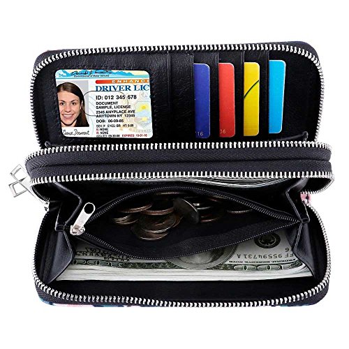 Image of XEYOU Double Zipper Long Clutch Wallet Cellphone Wallet for Women with Removable Wristlet Strap for Credit Card, Cash, Coin, Bill