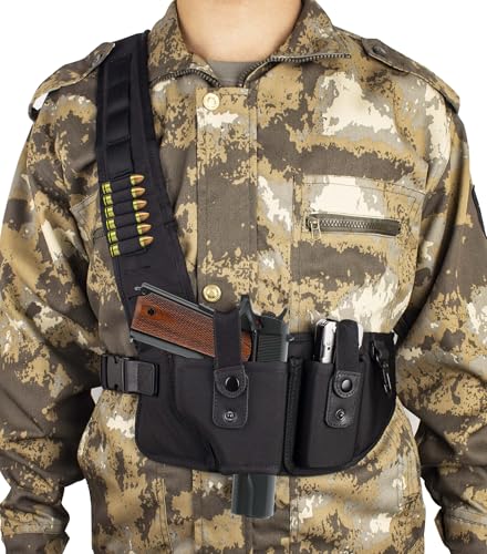 Tactical Universal Molded Shoulder Holster Chest Holsters for Pistols Hunting/Outdoor Adjustable&Quick-Draw Design Fits for Glock 19/17/22 SIG P320 S&W M&P 1911 and More