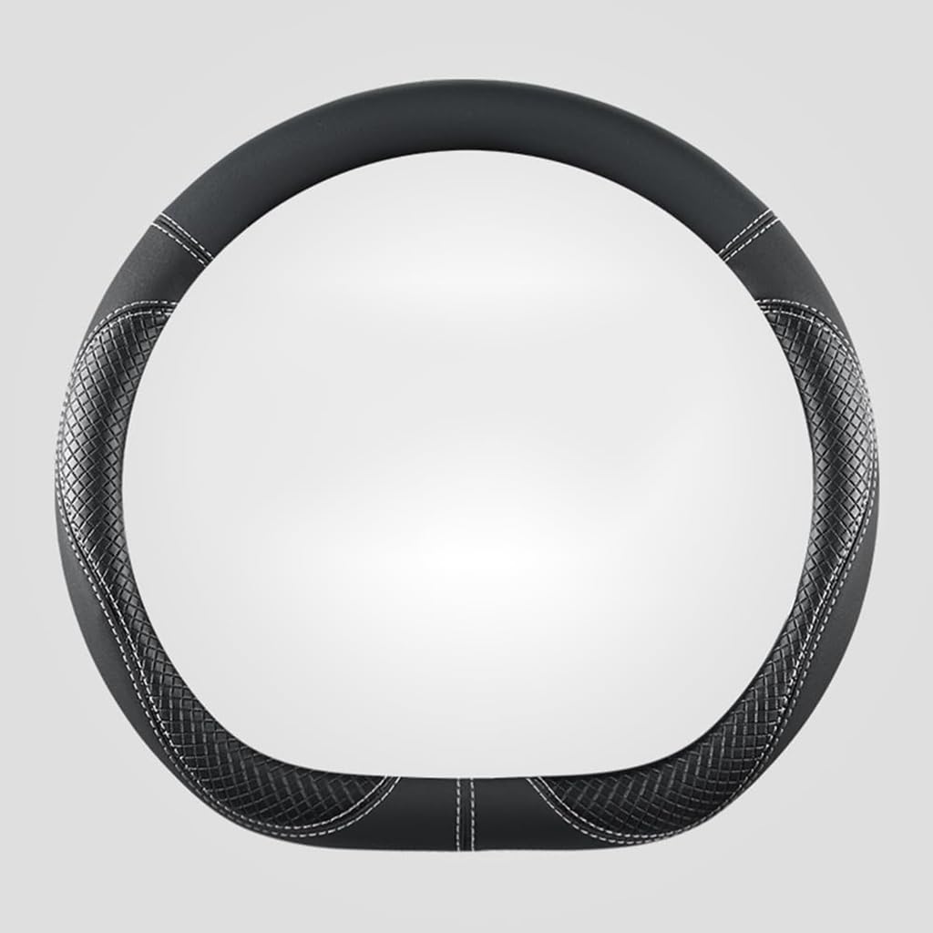 ZWDFDC Car Steering Wheel Cover for Audi Q8 Q8 etron Q8 etron 50 Quattro Sportback etron, Soft Non-Slip & Breathable GripEnhanced Grip, Comfortable & Durable,D型-Black Beige