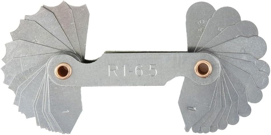Radius Gauge R1-80mm Fillet Template Set, Steel Radius Metalworking Inspection with 65 Sizes, Measuring Tool Welding and Machining(1-6.5)