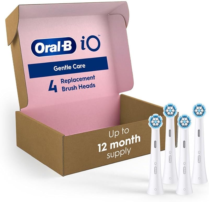 cabezales de repuesto para cepillo de dientes eléctrico de cuidado suave de la serie iO para un cepillo de dientes eléctrico Oral-B, 4 unidades, blanco