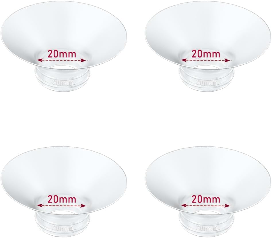 Flange Insert 4PCS 20mm Compatible with Momcozy M9/M6/M5/S12 Pro/V1 Pro/V2 pro, Spectra/Medela/Elvie/NCVI/TSRETE/eufy/Lansinoh/Paruu/MomMed Breast Pump 24mm Shields/Flanges (4pcs-20mm)