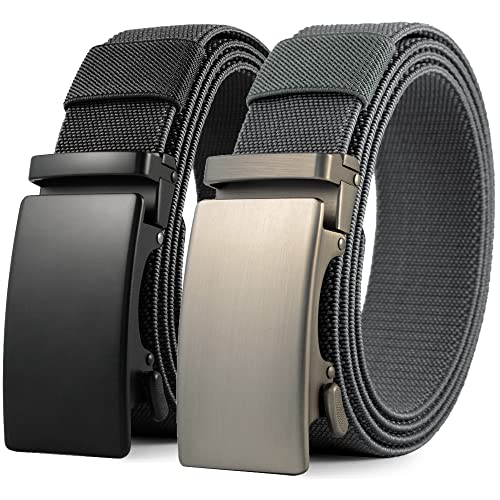 Image of DOOPAI Belt Men, elastic golf belts for men, 2 Pack Nylon Ratchet Belt Mens Belts Casual, Adjustable Trim to Fit