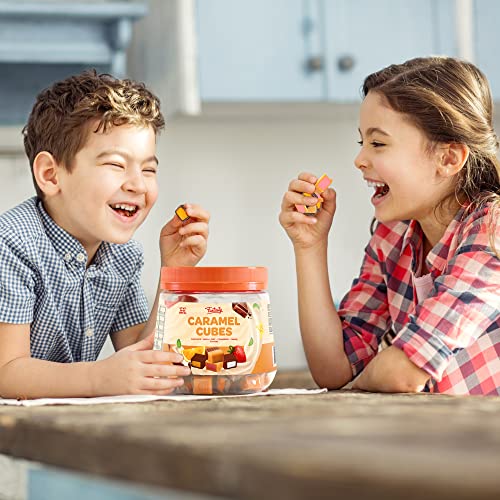 Funtasty Caramel Cubes Candy, Assorted Flavors, Gluten-Free, Individually Wrapped, Jar 24 Ounces (Over 100 Pieces) #TOP4