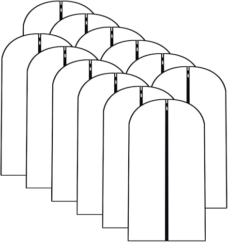 Vista 56 de Bolsas de ropa para colgar ropa, bolsa de traje transpirable (juego de 12) fundas con cremallera, bolsas de ropa de PEVA, bolsas impermeables