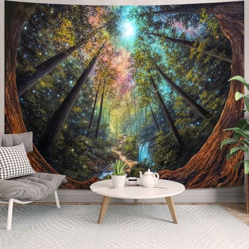 Wegklazax Enchanted Forest Tapestry, Fantasy Scenic Wall Art for Room