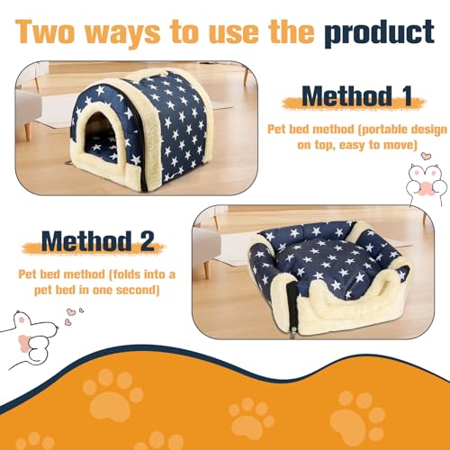 QUTHZZHY Katzenhaus Indoor, Warmes Höhlennest Katzen, 2-in-1 Katzenhaus für Drinnen, Katzenbett Höhle Hundehöhle mit Abnehmbarem Kissen, Waschbar, für Katzen & Kleine Hunde, 37x32x30cm