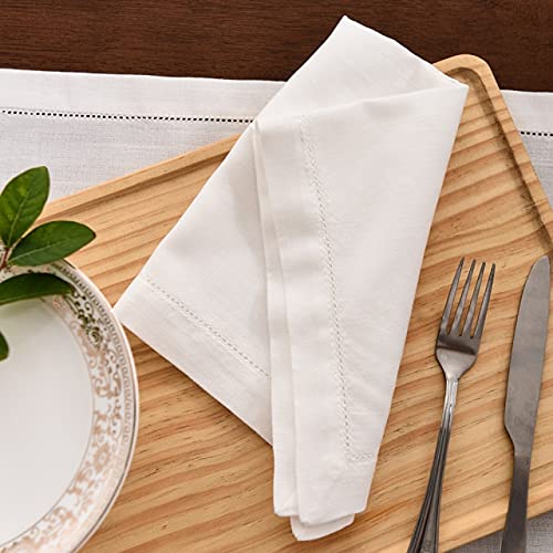 Servilletas de mesa blancas de lino y algodón para cenas elegantes en el hogar, 12 uds