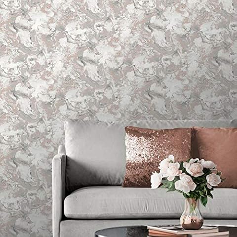 Metallic Ripple Liquid Marble Elixir Swirl Rose Gold Shimmer Wallpaper WD0041 Cover