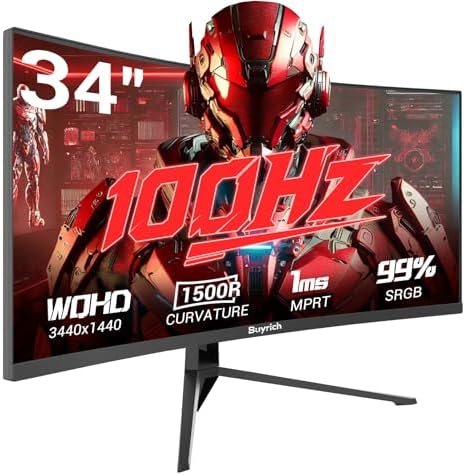 Amazon.com: 34 Inch Curved Monitor for Productivity, 100Hz, UWQHD ...