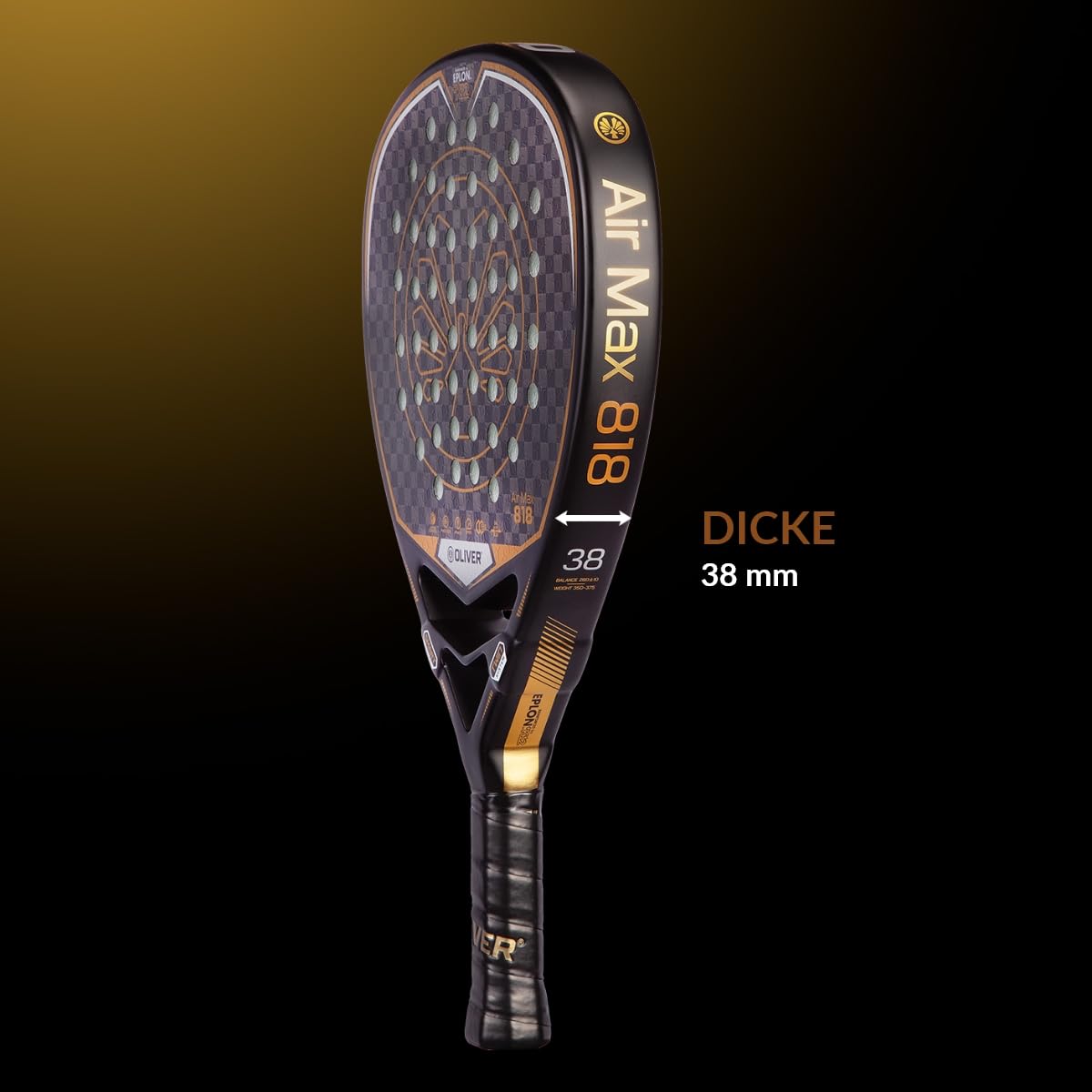 Oliver Padel Schläger Air Max 818 für fortgeschrittene Spieler - Woven EPOLON-K12 - Eva Soft - Diamant Form - 350 g - Padel Tennis Schläger